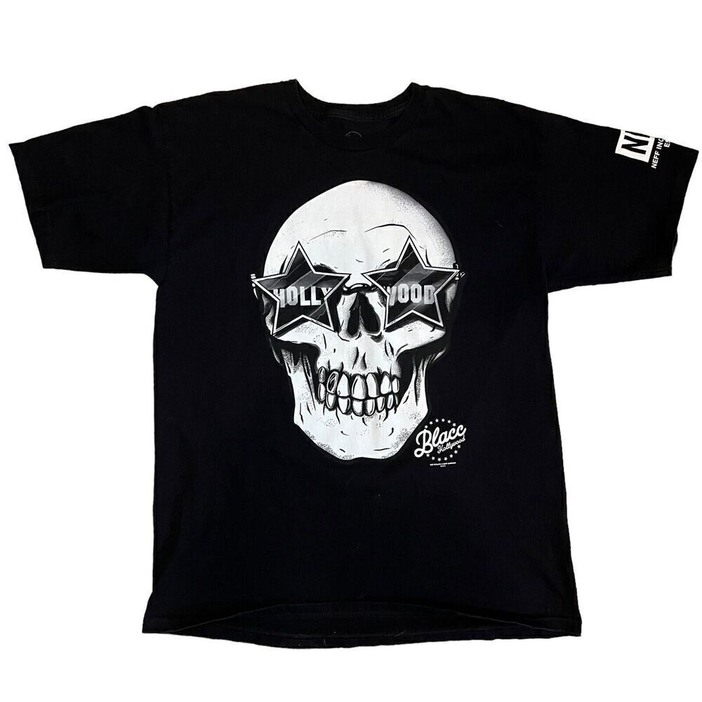 Rare Neff Wiz Khalifa Blacc Hollywood T-Shirt Size Large Skull Graphic